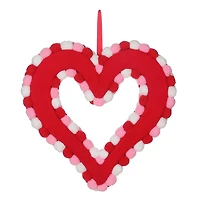 Valentine's day Red, White  Pom Pom Wreath.