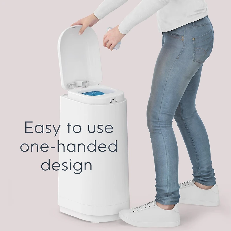 Poubelle à couches Diaper Genie Essence - Blanc - Pinces bloque-odeurs 9 sacs Easy Roll / contient jusqu’à 423 couches