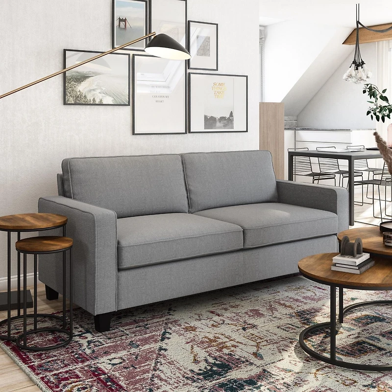 Canapé trois places rembourré en tissu aspect lin Georgia de CorLiving pour adulte