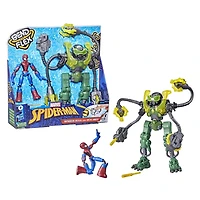 Marvel Spider-Man Bend And Flex Spider-Man Vs. Ock-Bot, 6-inch Spider-Man Action Figure, 10-Inch Ock-Bot With 2 Projectiles, Ages 4 And Up