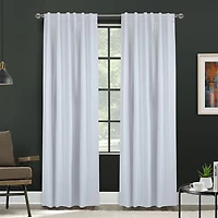 Loft Living Barry Total Blackout Textured Dual Header(Back Tab/Rod Pocket) Single Curtain Panel 52" x 95" White