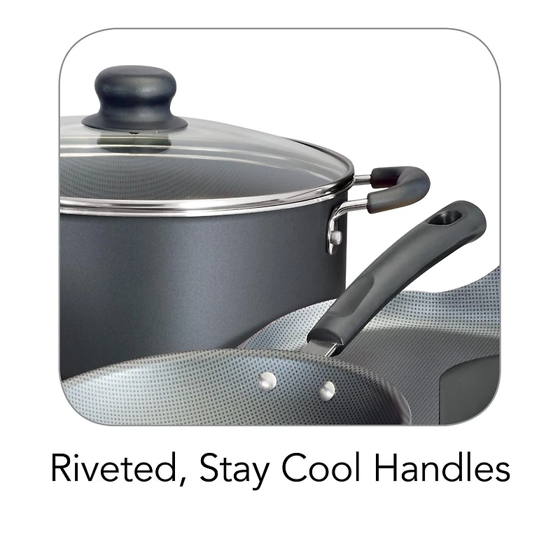 Tramontina PrimaWare 18 Pc Aluminum Nonstick Cookware Set – Steel Gray