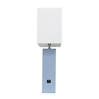Lampe de table design moderne en cuir élégant avec abat-jour USB et tissu blanc
