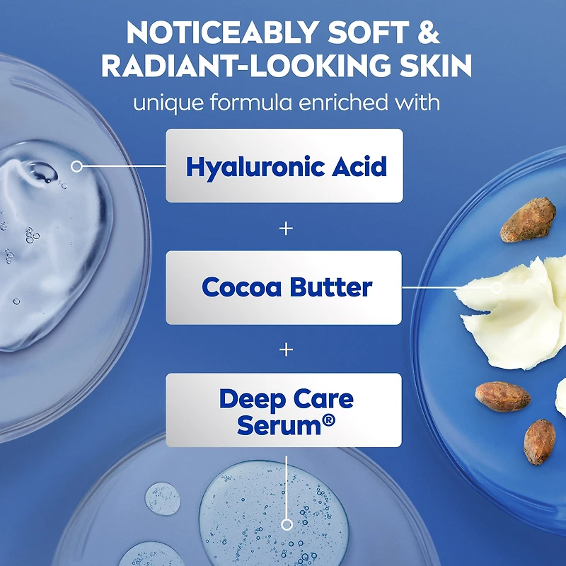 NIVEA Cocoa Butter 72-Hr Moisture Body Lotion for Dry Skin with Hyaluronic Acid, 625 mL, 625 mL