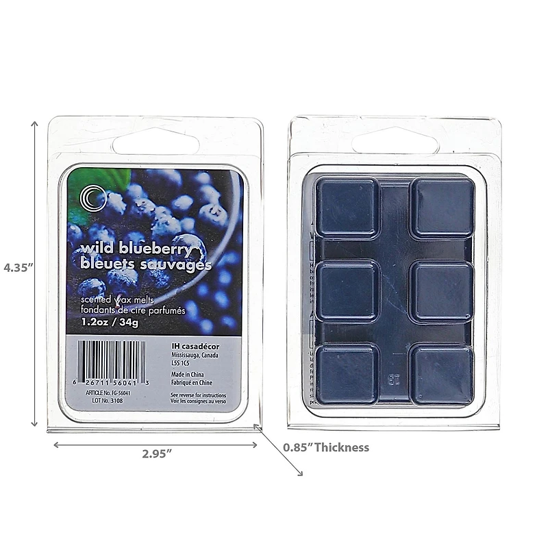 IH Casa Decor 6Pk Scented Wax Melts Wild Blueberry - Set of 4