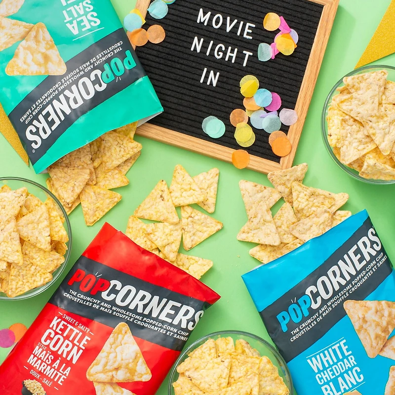 Croustilles de maïs soufflé aromatisées PopCorners Cheddar blanc 142 g.