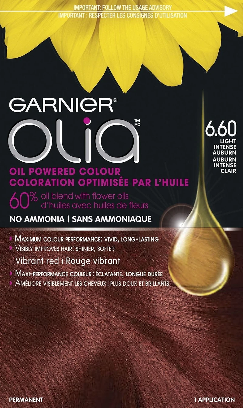 Coloration permanente optimisée par l'huile pour les cheveux sans ammoniaque Olia de Garnier, 1 unité
