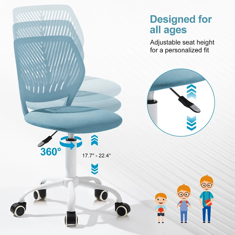 Homy Casa Kids Folding Study Desk and Ergonomic Swivel Chair Set, Adjustable Seat Height, Game Table with Soft PVC Top