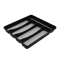 Mainstays Plastic Black 5 Compartment Non-Slip Drawer Cutlery Tray Large, 12.87" x 11.34", Kitchen Organizer, 1 piece