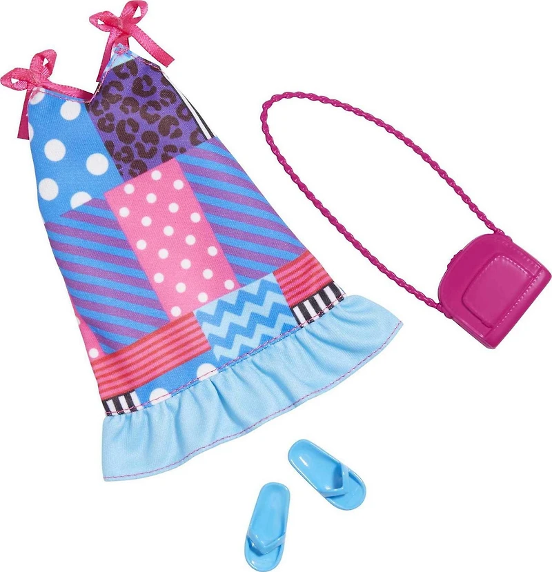 ​Barbie Fashion Pack: Sleeveless Patchwork Print Dress with Tie Straps