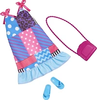 ​Barbie Fashion Pack: Sleeveless Patchwork Print Dress with Tie Straps