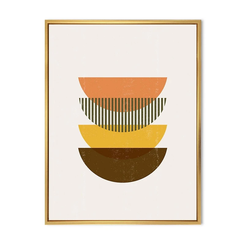 Designart Demi-lunes géométriques abstraites dans des tons de terre ART MURAL À CADRE FLOTTÉ