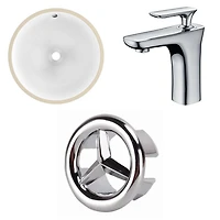 American Imaginations 15.25-in. W Round Bathroom Undermount Sink Set In White - Chrome Hardware AI-26750