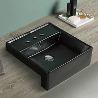 American Imaginations 16.14-in. W Semi-Recessed Black Bathroom Vessel Sink For 3H8-in. Center Drilling AI-28357