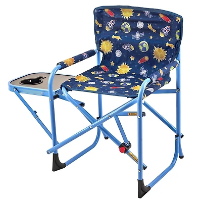 Ozark Trail Kids Director Chair with Side Table, 125lb Weight Capacity, Blue, Table For Food or Snacks with Cup Holder., Kids Director Chair