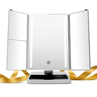Glam up LED Trifold Mirror, Silver