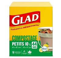 Glad Certified Compostable Bags - Small 10 Litres -, Lemon scent, 44 Compost Bags