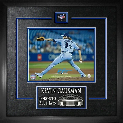 Kevin Gausman Photo Encadrée 8x10 Signée Toronto Blue Jays Light Blue Wind Up Vue arrière