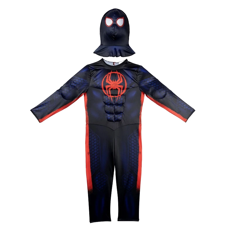 MARVEL Spider-Man: Miles Morales Official Youth Halloween Costume - Premium Quality Padded Jumpsuit with Pull On Fabric Mask (Large)