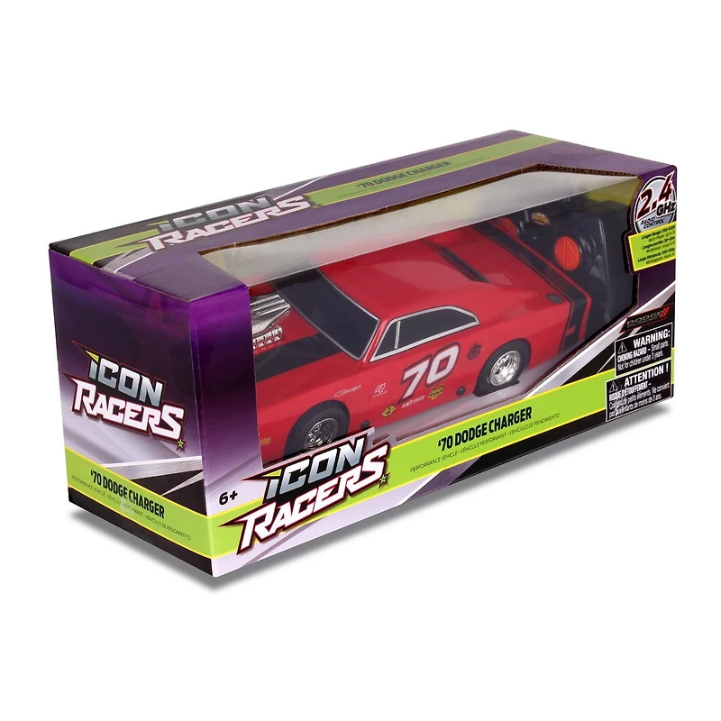 NKOK 1970 Dodge Charger RC Car Red/Black 1:24<br>