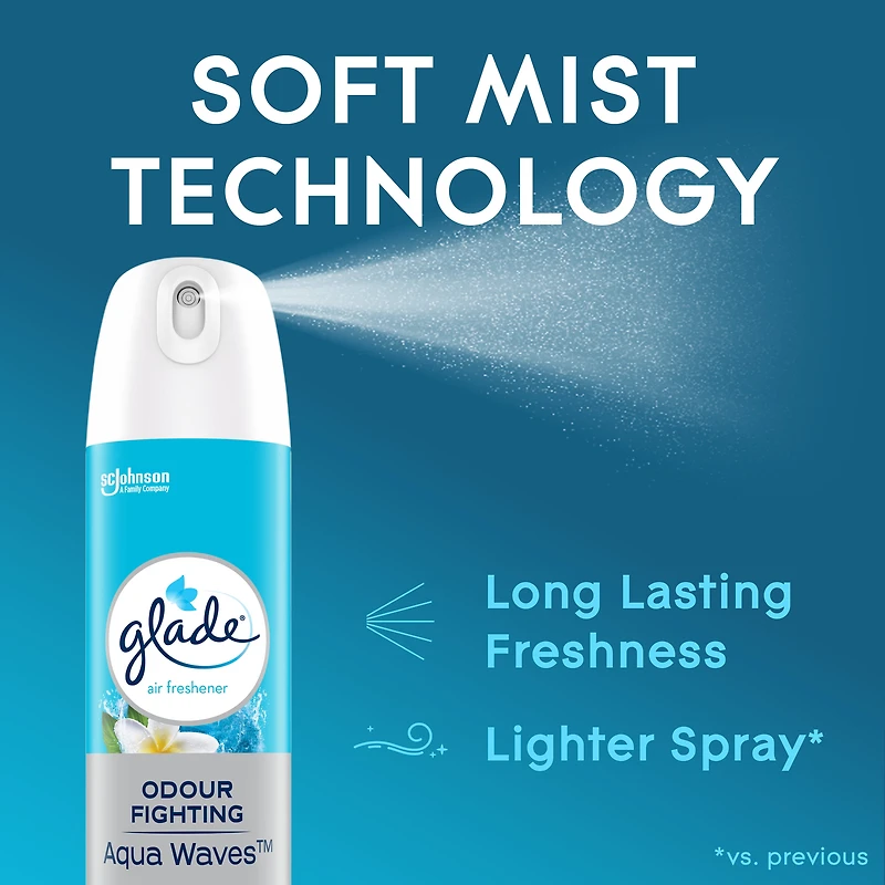 Glade® Air Freshener Odor Fighting Room Spray, Aqua Waves, 226g