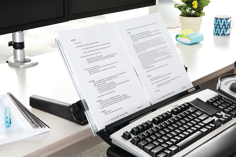 Porte-copies ergonomique réglable avec ligne de guide élastique pour la lecture DH640 3M(MC), noir, avec ligne de guide élastique
