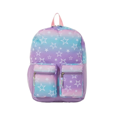 Jetstream Twin-Pocket Backpack, Purple Blue & Stars