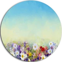 Art mural floral en métal Design Art Fleurs douces au printemps ultra brillant en cercle