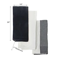 Ensemble De Serviettes De Cuisine De 3 Pcs Blocs Imprimé Waffle Noir