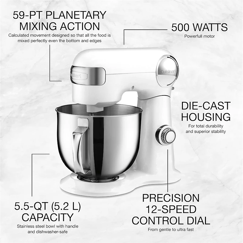 Batteur sur socle à tête inclinable Cuisinart Precision Master de 5,2 L 5,5 pintes (5,2 l)