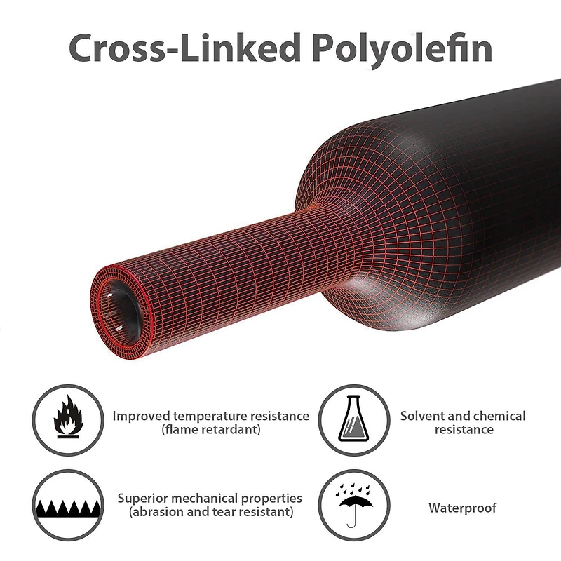 WorkPro 5-Piece Electrical Heat Shrink Tubing, Black, Car or Truck Wire 14/10/6 Gauge