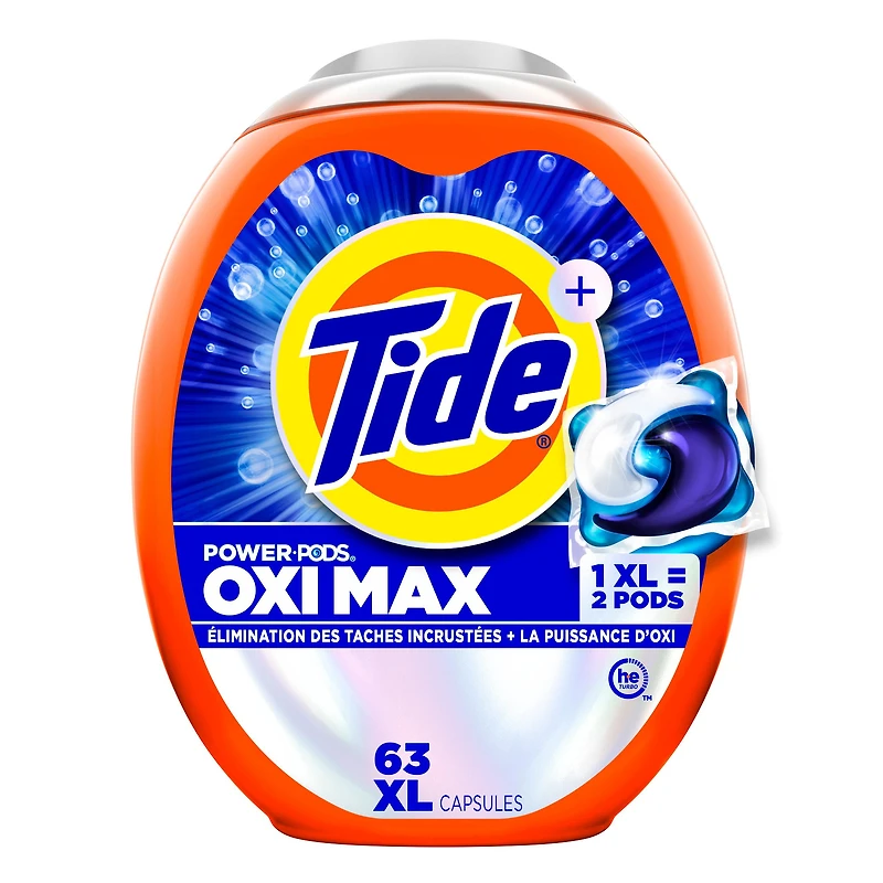 Tide Oxi Max Power PODS Laundry Detergent Pods, Stain Remover Plus Oxi Power, Detergent soap pacs for laundry washing, HE compatible, 3.96 Litres, 100 Wash Loads