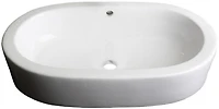 American Imaginations 25.25-in. W Semi-Recessed White Bathroom Vessel Sink Set For Deck Mount Drilling AI-30108