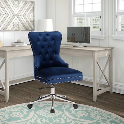 Champagne Office Chair in Grey Velvet, Vintage Office Chair, Executive Chair, Computer Chair Office Chair 360 Degree Swivel for Home