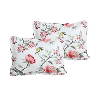 Marina Decoration Rich Printed Stitching Coverlet Bedspread Ultra Soft Summer Bedding Quilt Set with Quilted Sham, Pink Floral and Birds Pattern