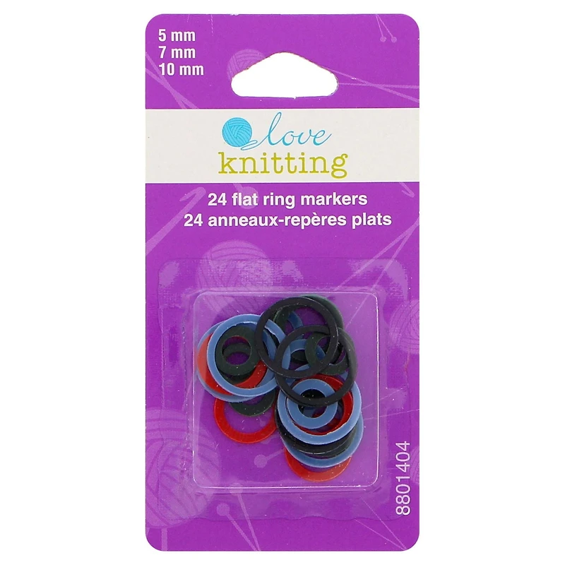 Love Knitting Flat Ring Markers, 24 pieces