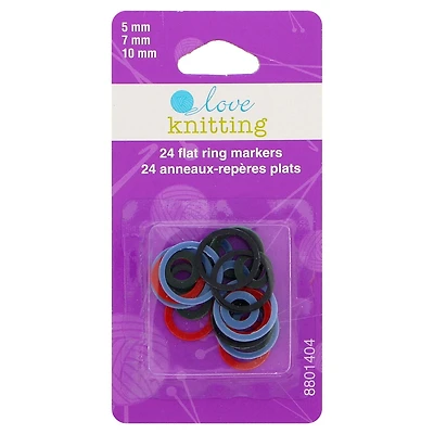 Love Knitting Flat Ring Markers, 24 pieces