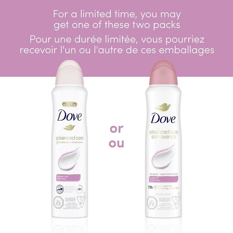 Dove Advanced Care Powder Soft Scent Dry Spray Antiperspirant, 107g Antiperspirant