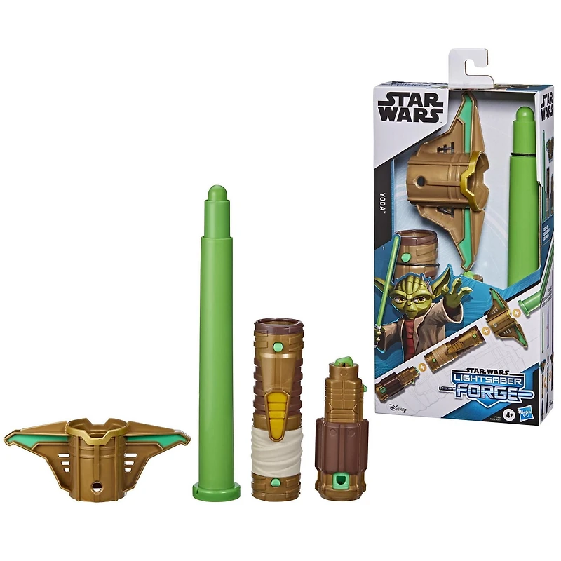 Star Wars Lightsaber Forge Yoda Extendable Green Lightsaber Toy, Customizable Roleplay Toy for Kids Ages 4 and Up