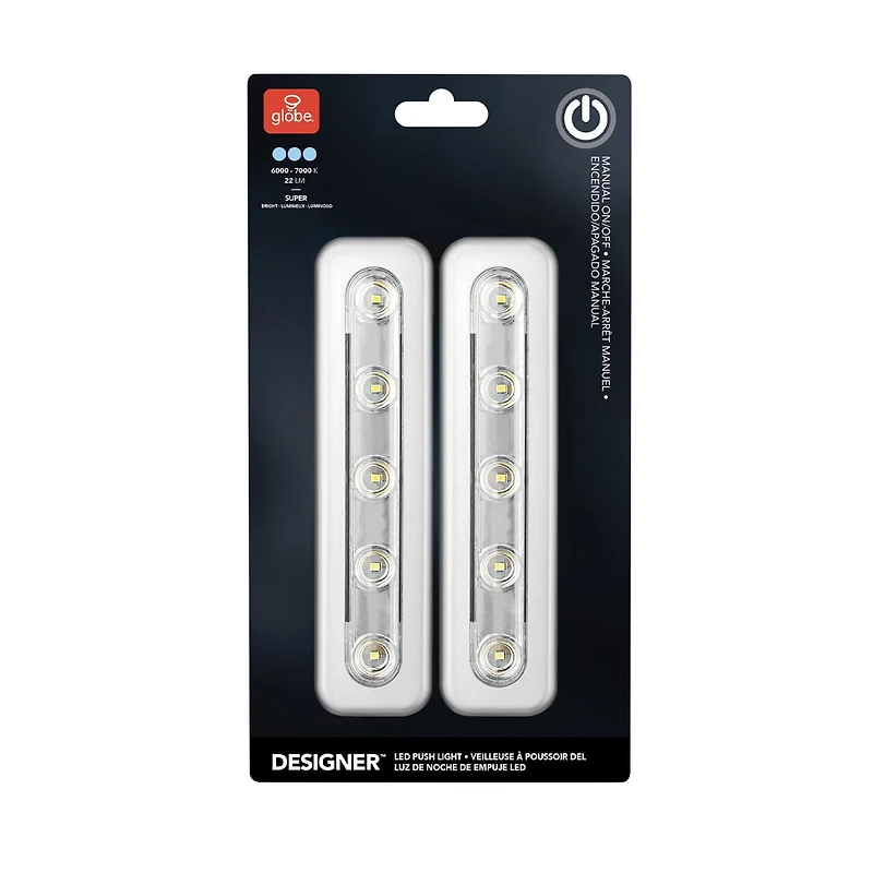 Barre d’éclairage de travail et veilleuse de 17,8 cm (7 po) à interrupteur manuel, paquet de 2, alimentation à piles