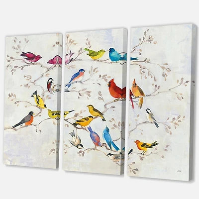 Designart Multi-Color Bird on Tree Canvas Wall Art