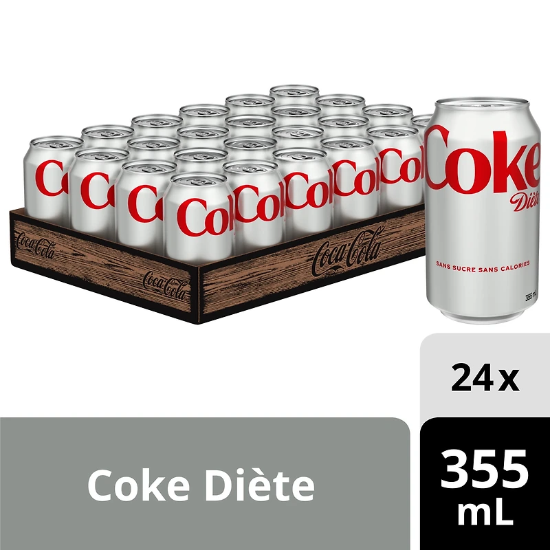 Coke Diète Cannettes, 355 mL, 24 Pack 24 x 355 mL