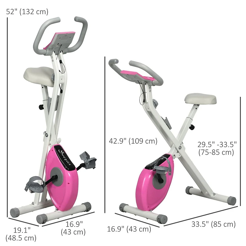Soozier Foldable Exercise Bike with 8-Level Magnetic Resistance, Pink