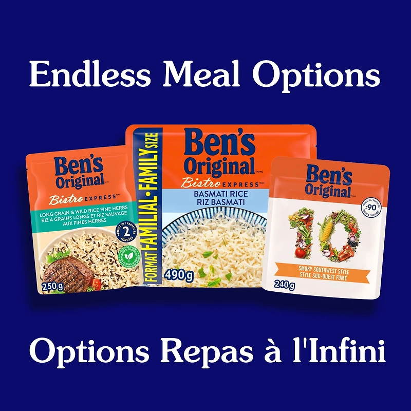 BEN'S ORIGINAL BISTRO EXPRESS riz à grains longs et riz sauvage aux fines herbes d'accompagnement, sachet de 250 g