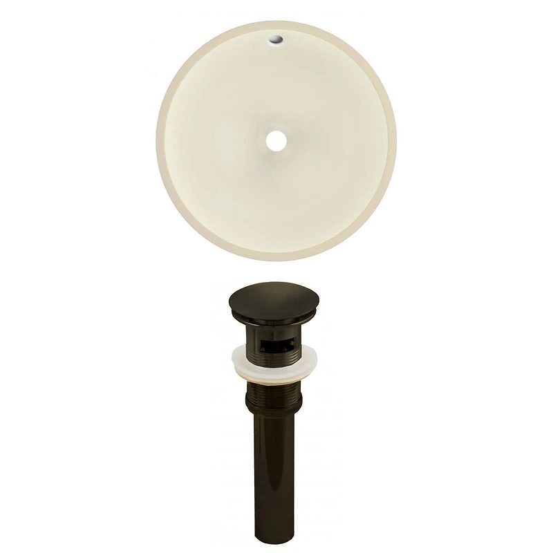 16-in. W Round Bathroom Undermount Sink Set In Biscuit - Oil Rubbed Bronze Hardware - Overflow Drain Incl. AI-24825