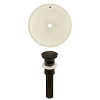 16-in. W Round Bathroom Undermount Sink Set In Biscuit - Oil Rubbed Bronze Hardware - Overflow Drain Incl. AI-24825