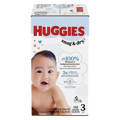 HUGGIES Snug & Dry Baby Diapers, Mega Colossal Pack, Sizes 1-8 | 208-80 Count, Sizes 1-8 | 208-80 Count