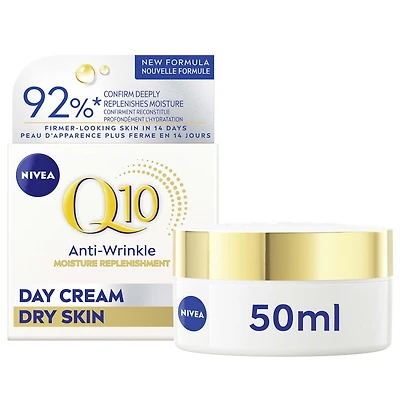 NIVEA Crème De Jour Q10 Anti-Rides Reconstitution De L’Hydratation, Peau sèche 50 ml
