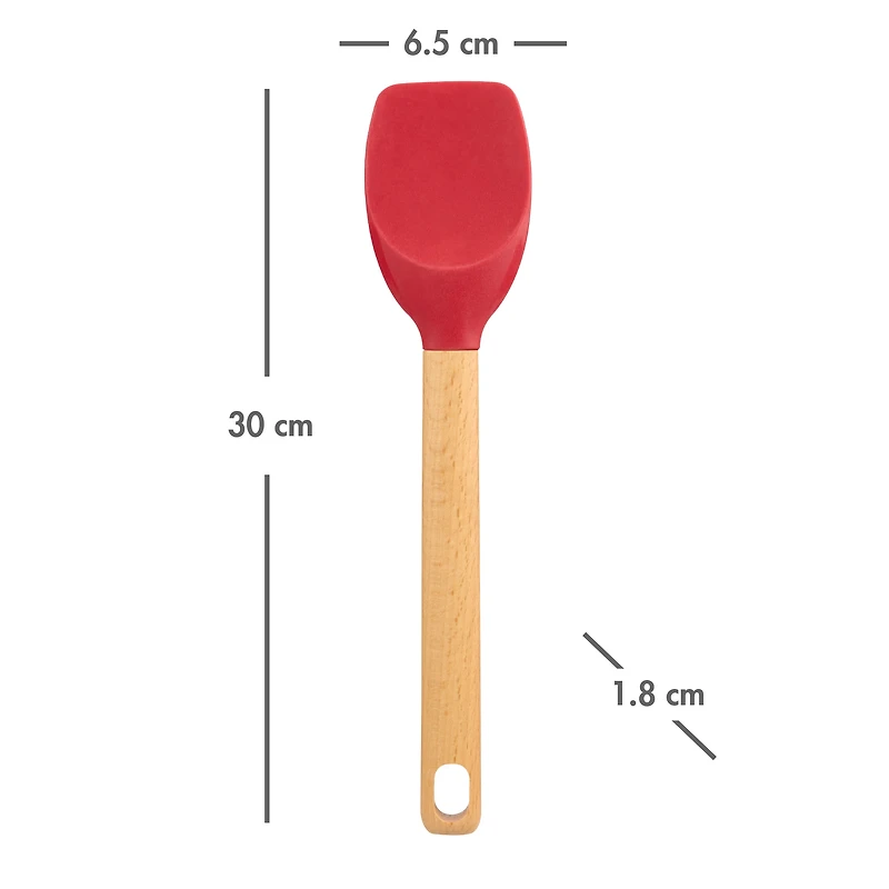 Holiday Time Silicone & Beechwood Spoonula Spatula, Red
