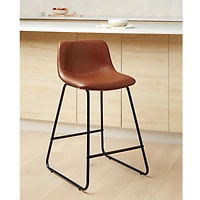 Tabouret à hauteur de comptoir Hometrends avec siège en PU, brun foncé pour l'intérieur Tabourets de comptoir Hometrends